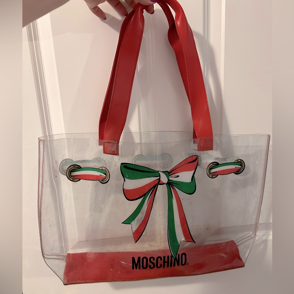 Vintage Moschino clear tote bag, Italian bow